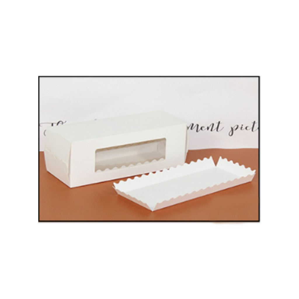 Cake roll window box with tray/pastry / long roll packaging box transparent window paper cake box