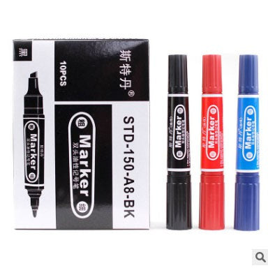 Marker Double-headed Black Big-end Pen Refillable