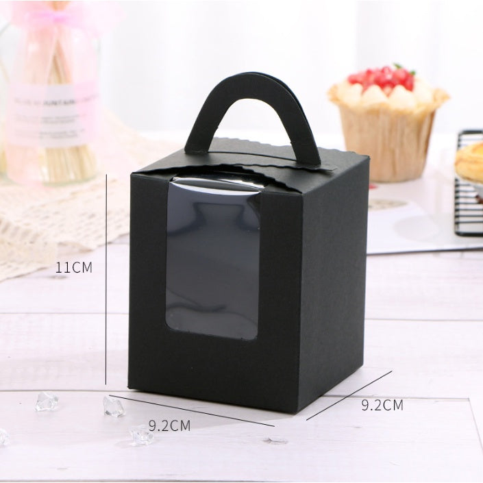 Pastry Box Single Solo Cupcake Box Cookies Boxes Individual Box with Handle 1PC