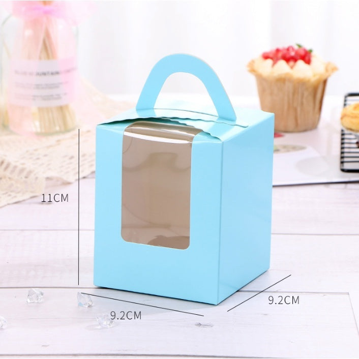 Pastry Box Single Solo Cupcake Box Cookies Boxes Individual Box with Handle 1PC