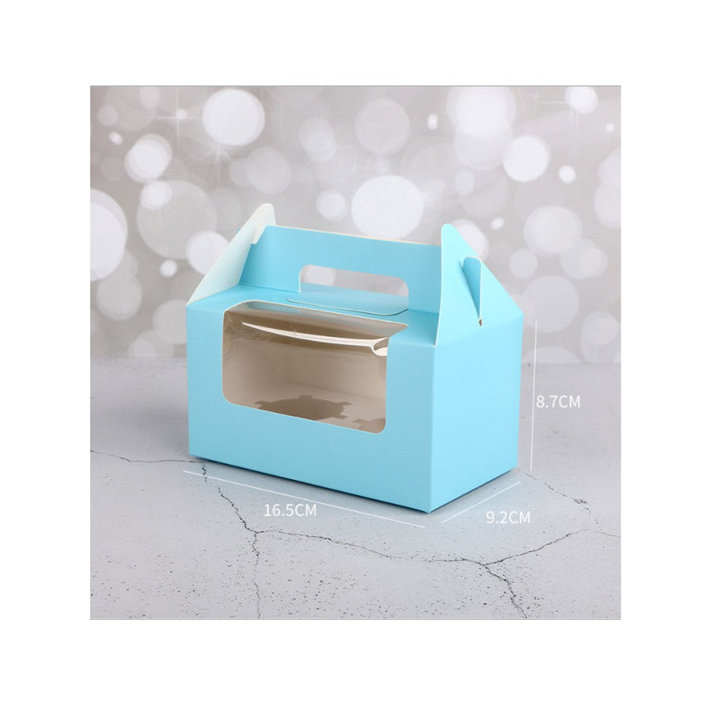Cupcake pastry packaging box transparent window w/ handle and inner liner support