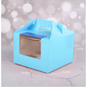 Cupcake pastry packaging box transparent window w/ handle and inner liner support