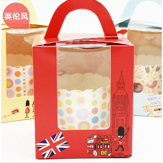 Pastry Box Single Solo Cupcake Box Cookies Boxes Individual Box with Handle 1PC