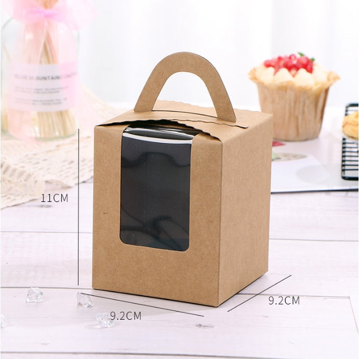 Pastry Box Single Solo Cupcake Box Cookies Boxes Individual Box with Handle 1PC