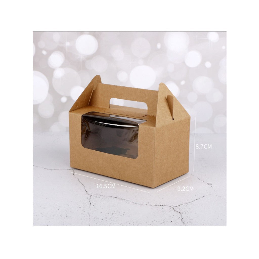 Cupcake pastry packaging box transparent window w/ handle and inner liner support