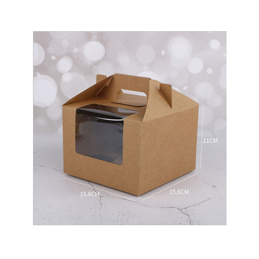 Cupcake pastry packaging box transparent window w/ handle and inner liner support