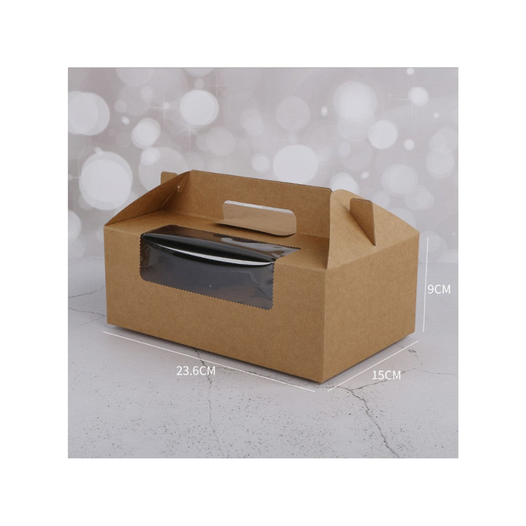 Cupcake pastry packaging box transparent window w/ handle and inner liner support