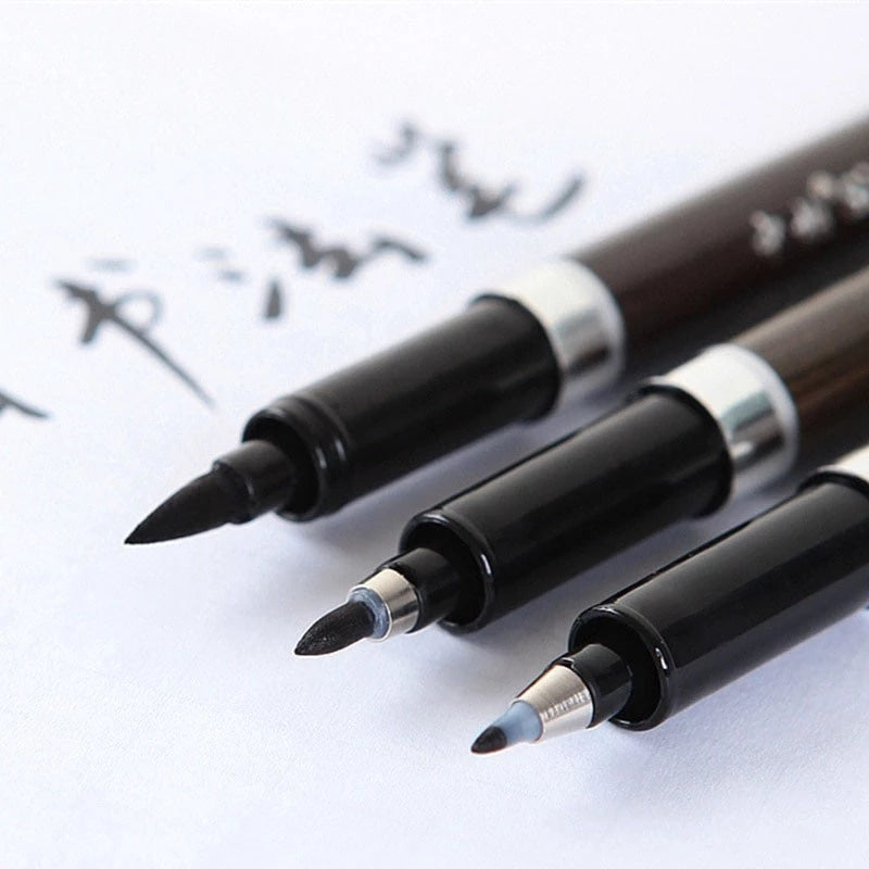 Brush Lettering Pens Markers CALLIGRAPHY Pen 3 Styles Stationary School Supplies