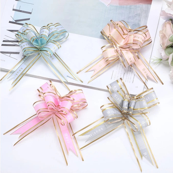 (10pcs) Hand-pulled "BEST WISHES" bows Ribbon gift & wrapping flower ribbon