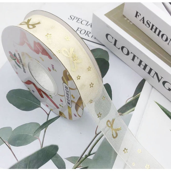 2.5cm (10 yards/roll) Bronze organza ribbon gift wrapping Ribbons