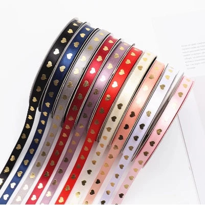 1cm/5yards | bronzing love ribbon flowers bouquet packaging ribbon gift box Ribbon
