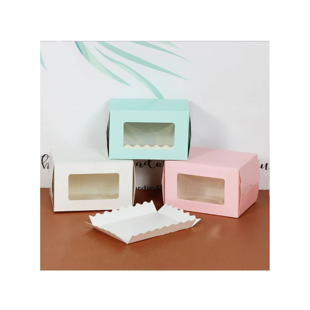 Cake roll window box with tray/pastry / long roll packaging box transparent window paper cake box