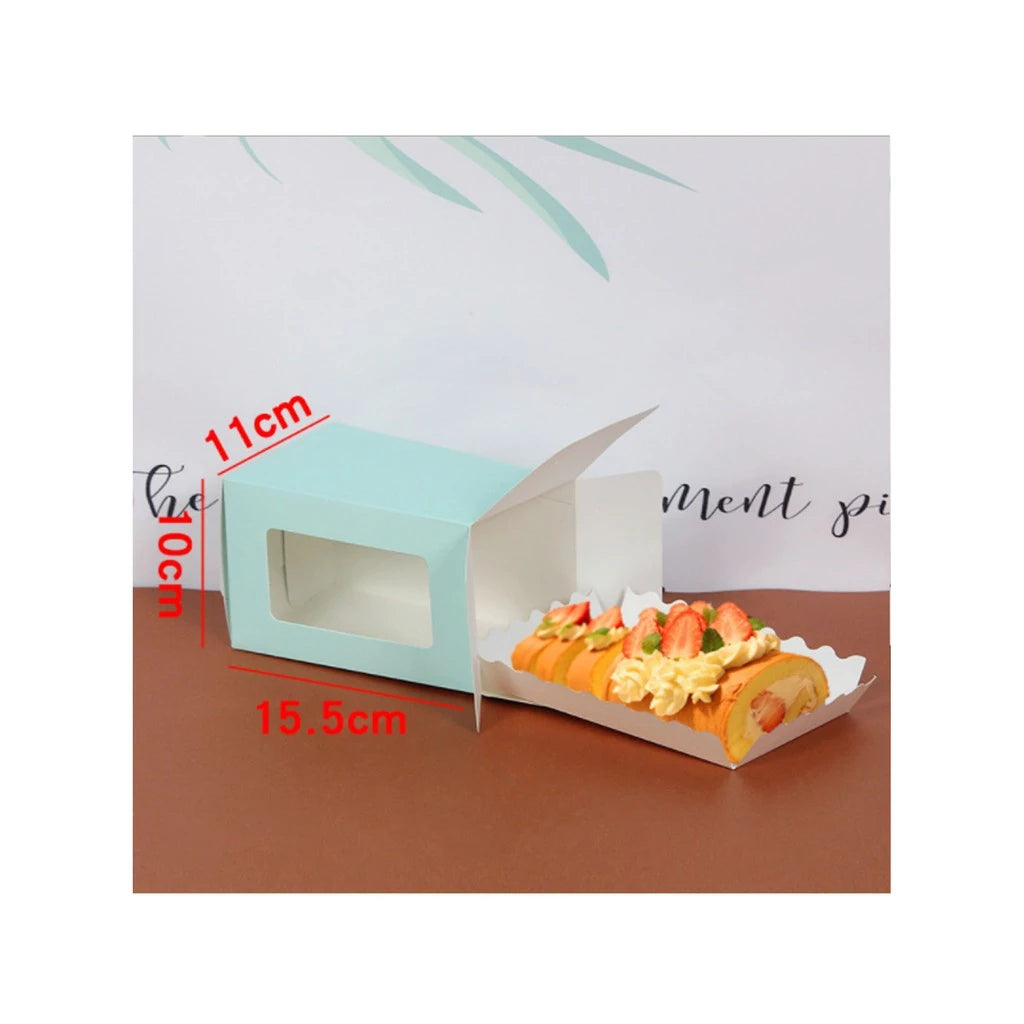 Cake roll window box with tray/pastry / long roll packaging box transparent window paper cake box