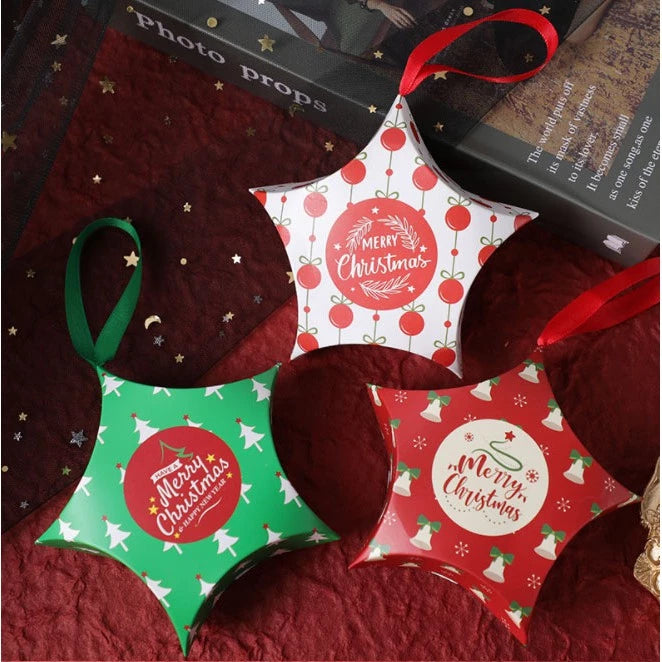 Christmas Party Gift Candy Box (With RIBBON) Xmas Gift Box Star Packaging Box