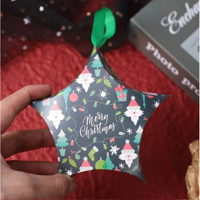 Christmas Party Gift Candy Box (With RIBBON) Xmas Gift Box Star Packaging Box