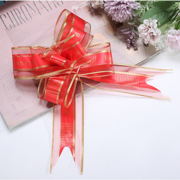 (10pcs) Hand-pulled "BEST WISHES" bows Ribbon gift & wrapping flower ribbon