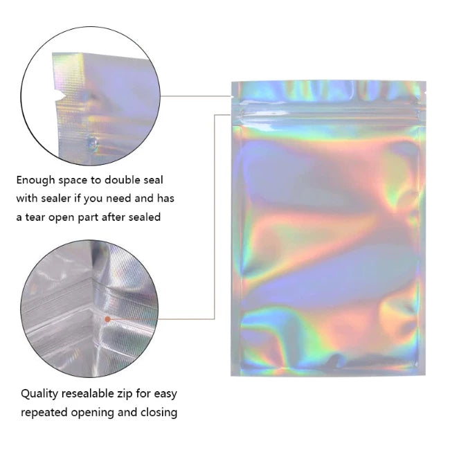 (50pcs) Holographic pouch Laser Storage Bag Gift Packaging Cosmetics Pouch