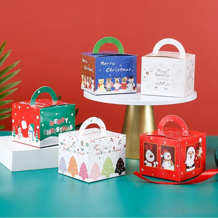 Christmas Apple Tote Box Handmade Nougat Snowflake Cookies Box Christmas Baking Box