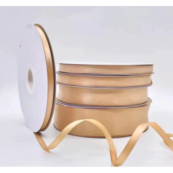 Gold Champagne (0.6, 1, 2, 2.5, 4, 5 cm) 5 Yards High Quality Satin Ribbon High Quality