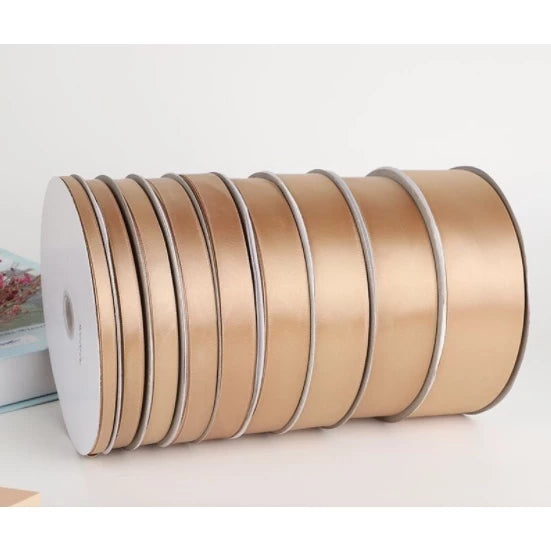 Gold Champagne (0.6, 1, 2, 2.5, 4, 5 cm) 5 Yards High Quality Satin Ribbon High Quality
