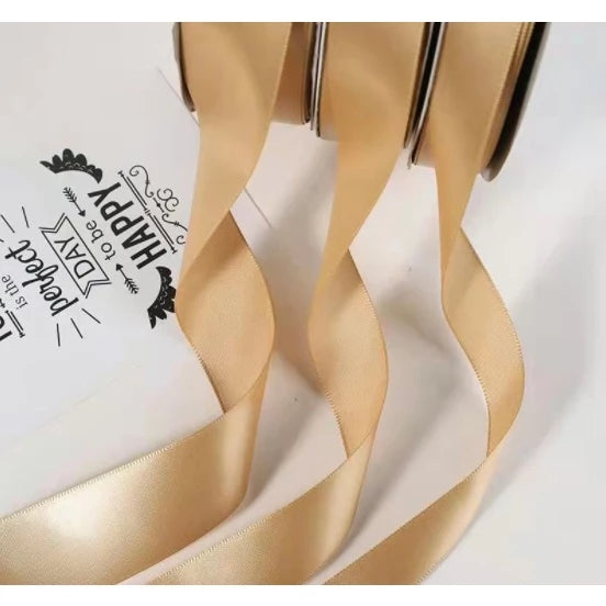 Gold Champagne (0.6, 1, 2, 2.5, 4, 5 cm) 5 Yards High Quality Satin Ribbon High Quality