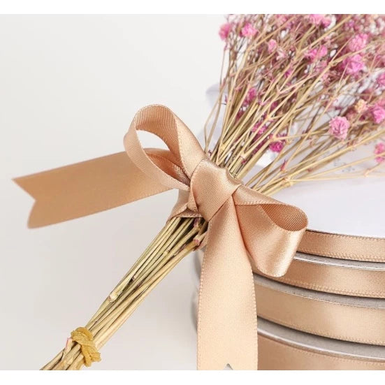Gold Champagne (0.6, 1, 2, 2.5, 4, 5 cm) 5 Yards High Quality Satin Ribbon High Quality