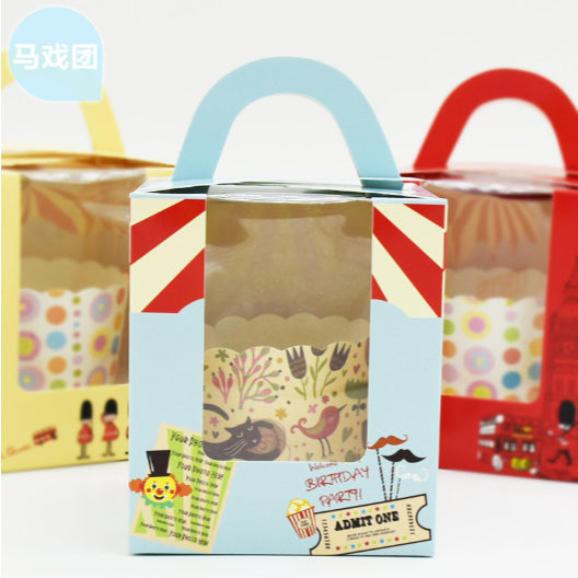 Pastry Box Single Solo Cupcake Box Cookies Boxes Individual Box with Handle 1PC