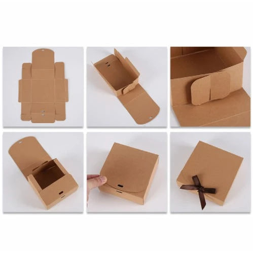 Brown/white Clamshell w/ribbon cardboard pastry gift box bowknot box combination packaging box