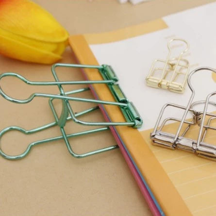 Hollow Metal Colorful Paper Binder Clips Small Medium / clip bill folder