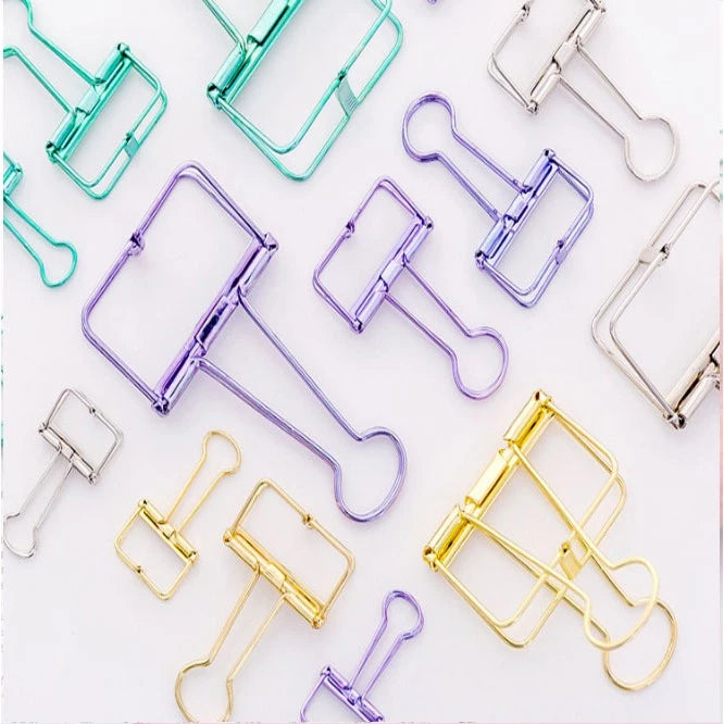 Hollow Metal Colorful Paper Binder Clips Small Medium / clip bill folder