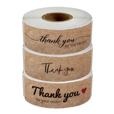 120pcs | KRAFT THANK YOU rectangular thank you sticker tape label