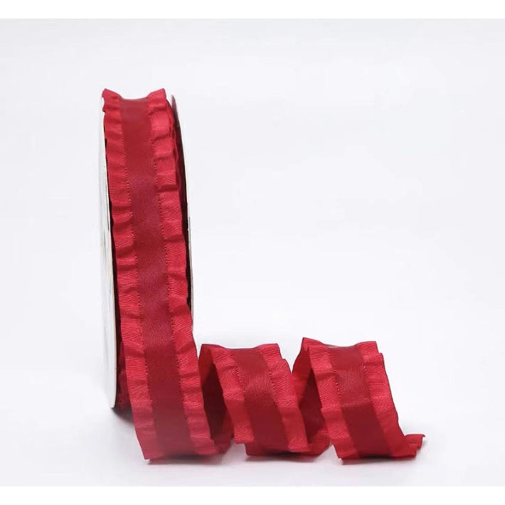 1roll |2.2cm Korean polyester ruffled ribbon flower packaging handmade DIY hair accessories