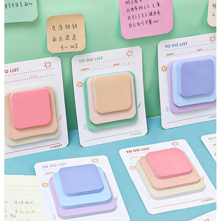 3 Size Square Sticky Notes Creative Paste able 3 Color Paper Memo Pads