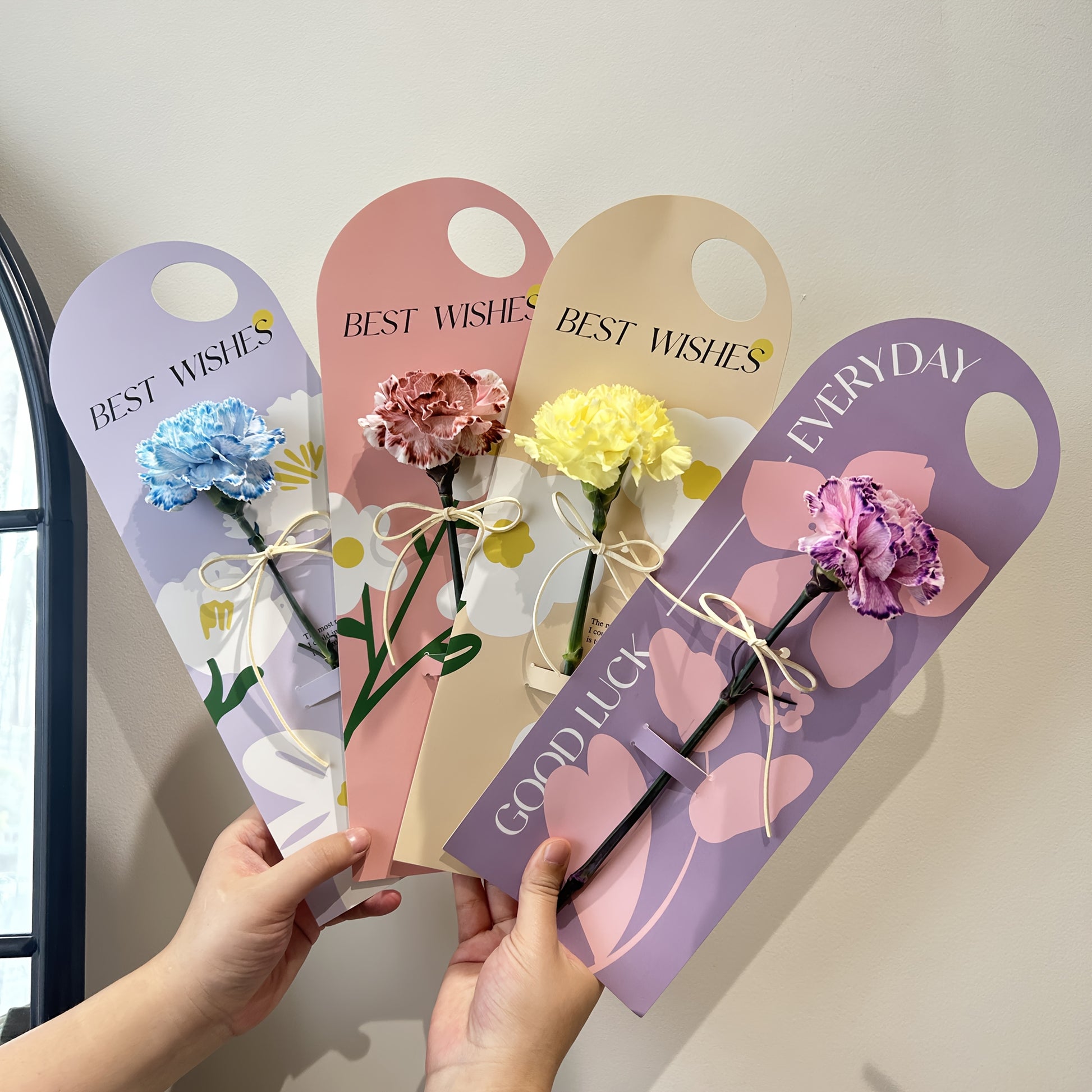 | 5pcs/set Single Flower Paper Card Packaging Paper Handheld for Mother's day | Gift ideas