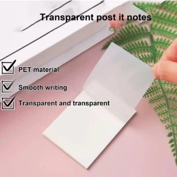 50Sheets Transparent Memo Pads Waterproof Self-Adhesive Sticky Notes