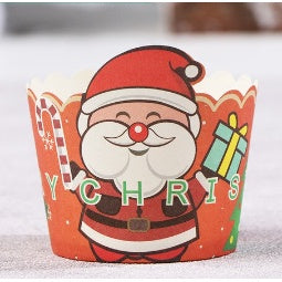 50pcs | Christmas Cupcake Paper Cup Oilproof Cupcake Liner Muffin Baking Cup Tray