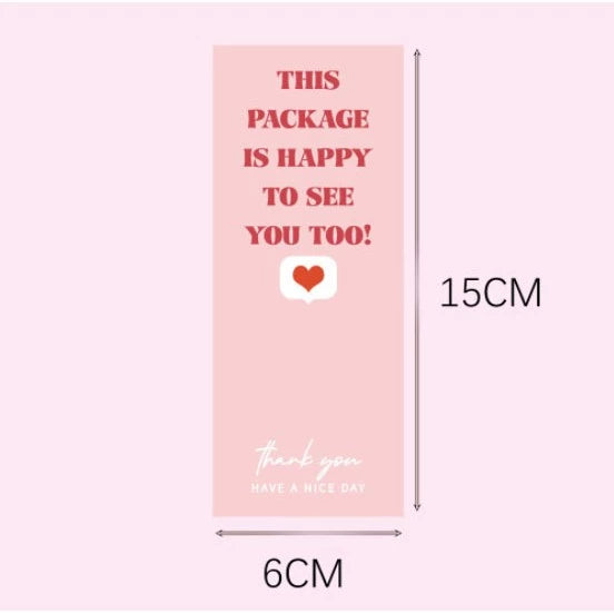 (6x15cm) PINK Rectangular stickers gift box sealed sticker