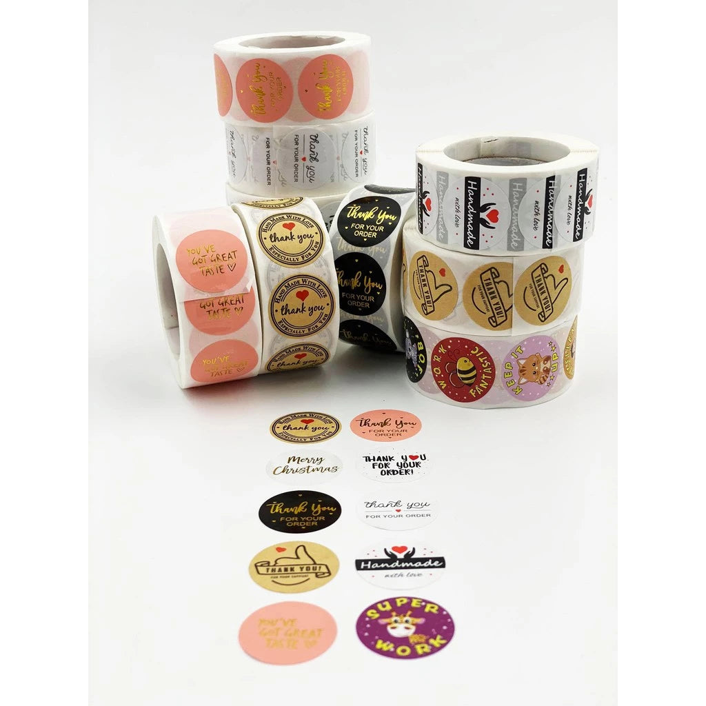 500 sheets | More Designs Stickers | self-adhesive label sealing packaging label | 2.5 cm / 1 inch
