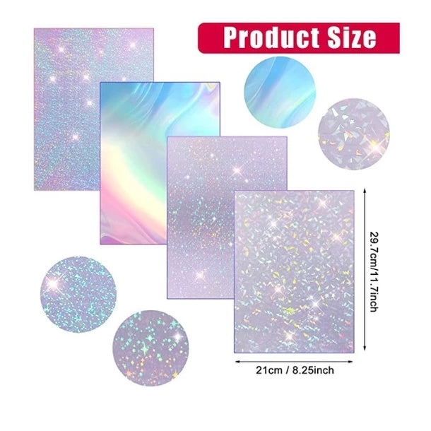 (20pcs) A4 Printable Holographic Sticker Pet vinyl Laser Sticker Waterproof