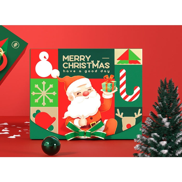 Christmas Gift Box (CLAMSHELL) Merry Christmas Paper Packaging Box Santa Claus Gift Box