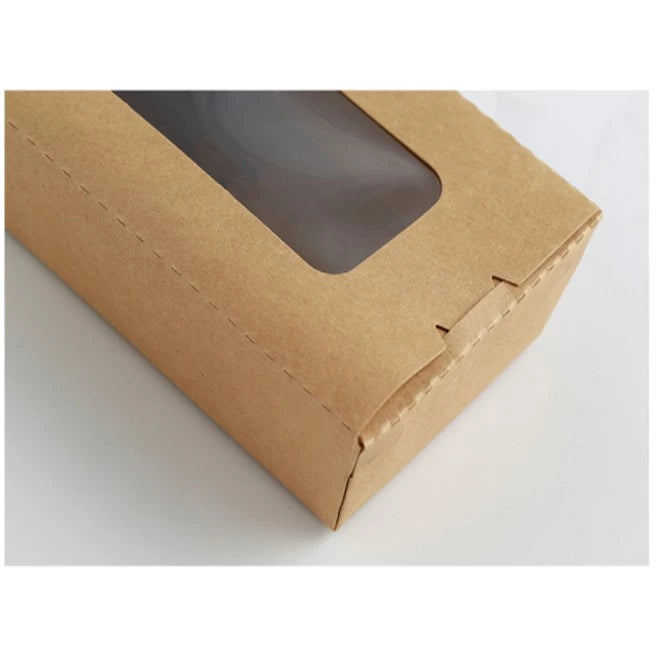 Single-Window Kraft Paper Lunch Box Disposable Takeaway Food Packaging 25pcs