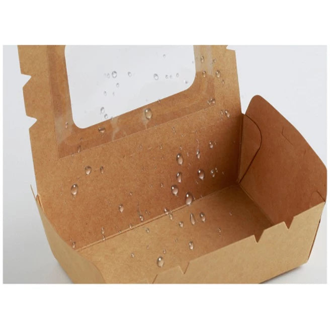 Single-Window Kraft Paper Lunch Box Disposable Takeaway Food Packaging 25pcs