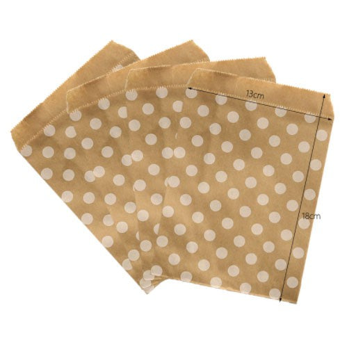 (10pcs/pack) Kraft Paper Bag Candy Biscuit Popcorn Bag Brown White Wave Dot Packing Wrapping