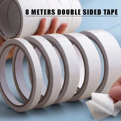 (8METERS) Double Sided Tape White Super Strong Double-Sided Adhesive Packaging Tape