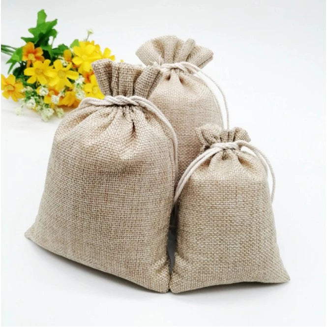 Drawstring Burlap Pouch Plain Linen Gift Bag Jute Storage organizer Pouch String bag dust stringbag