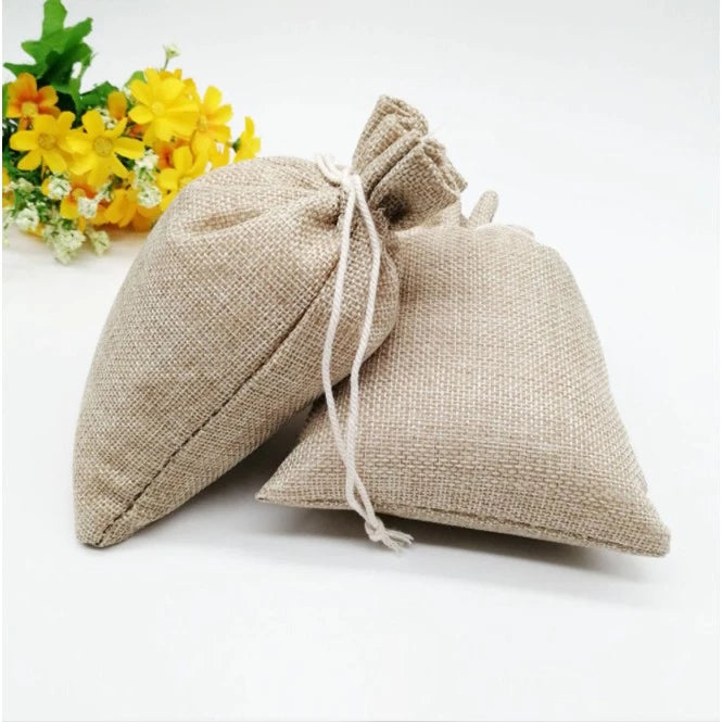 Drawstring Burlap Pouch Plain Linen Gift Bag Jute Storage organizer Pouch String bag dust stringbag