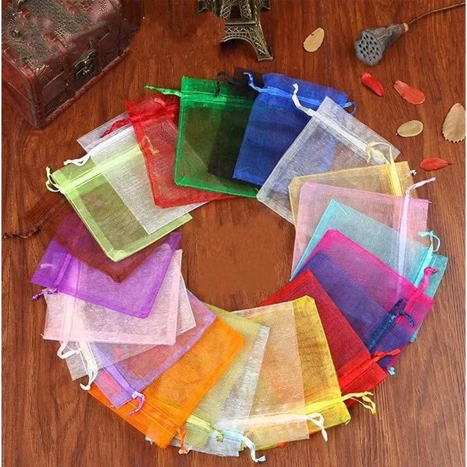 Drawstring Mesh Pouch Small Size Candy Jewelry Wedding Party Gift Packaging Organza String Storage