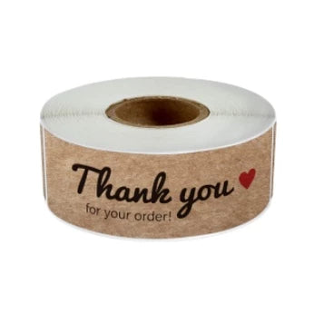 120pcs | KRAFT THANK YOU rectangular thank you sticker tape label