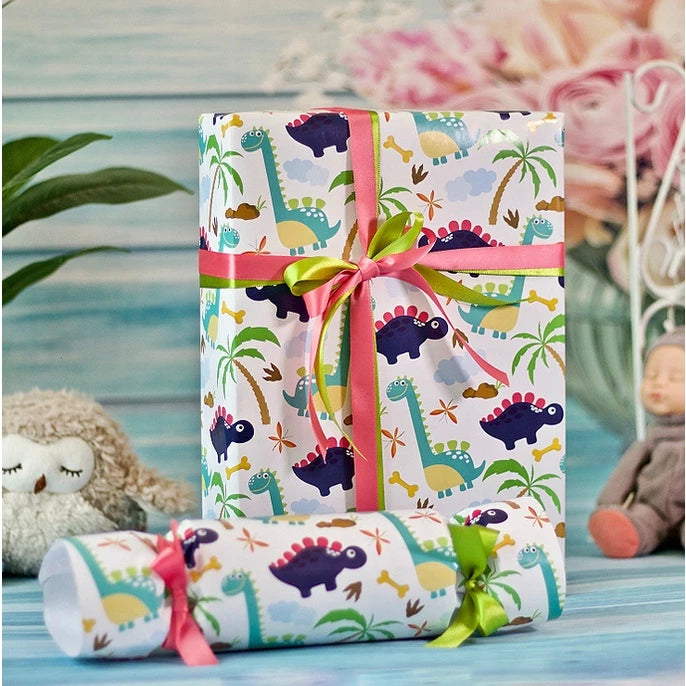 (5pcs) Glossy coated Tropical Rainforest Dinosaur Unicorn Flamingo Gift-Wrapping paper