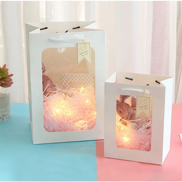 (1pc) Paper Bag Window Clear Window Gift Bags for Stuff Toys Flower Bag Gift Packaging